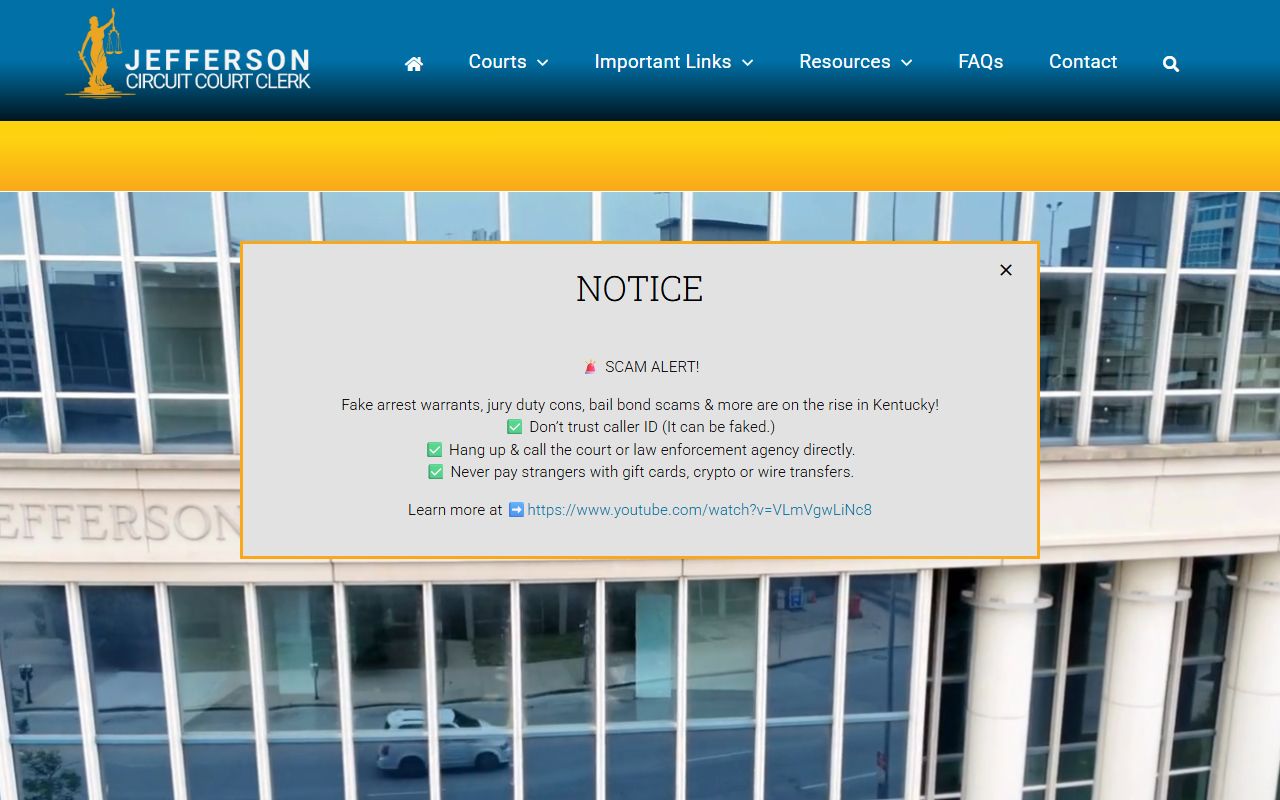 Jefferson County Circuit Court Clerk office for felony records